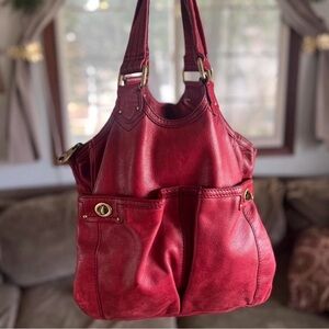 Totally Teri Turnlock Red Leather Marc Jacobs Hobo Bag